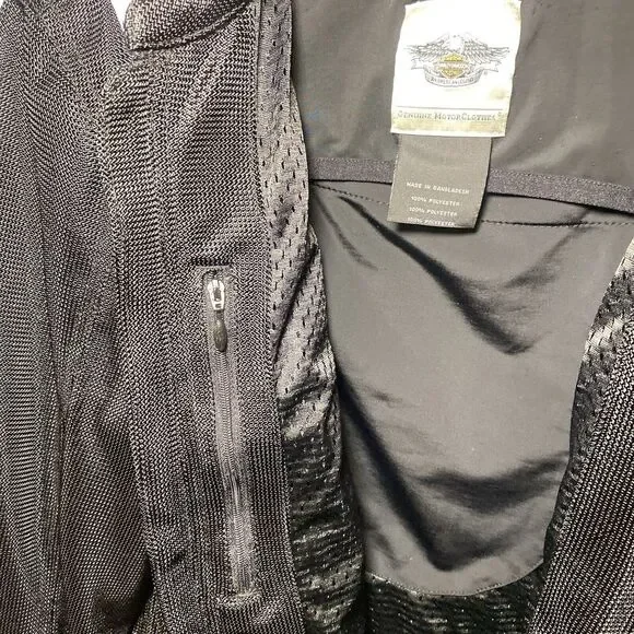 WOMENS HARLEY DAVIDSON SPORT JACKET RIDING GEAR MESH LINED SIZE LARGE BLACK RED